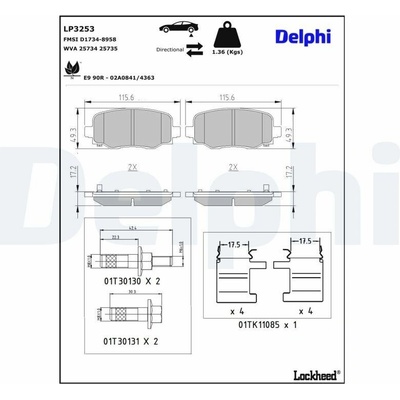Sada brzdových platničiek kotúčovej brzdy DELPHI LP3253