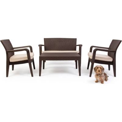 Bogdan Furniture Am Комплект Аляска имитация на ратан кафяв с възглавници