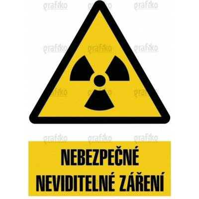 Grafiko | Nebezpečné radioaktivní látky - Text obrázku Nebezpečné neviditelné záření, Materiál Hliník, Rozměr 297x210mm