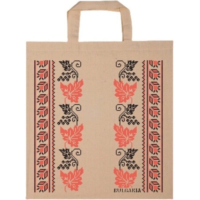 Памучна чанта - натурална с шевица (е-16525)