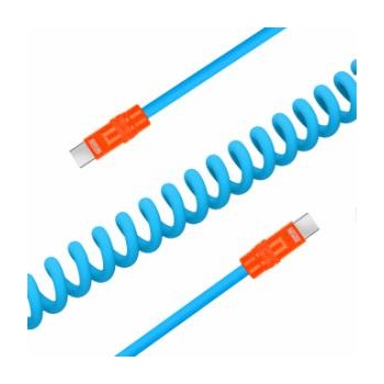 Fisher Price Newell USB-C to USB-C 100 W cable, 1.5 m, silicone, spiral, blue-orange