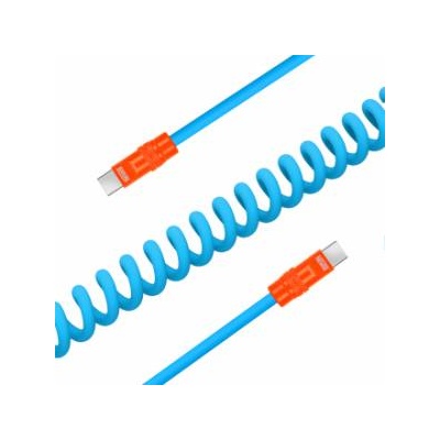 Fisher Price Newell USB-C to USB-C 100 W cable, 1.5 m, silicone, spiral, blue-orange