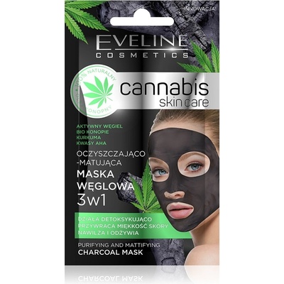 Eveline Cosmetics Cannabis Skin Care 3 In 1 Маска С Активен Въглен Маска за лице дамски 7ml