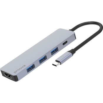 Proove IRON LINK 5in1 хъб Type-C, 3x USB 3.0, HDMI, Type-C, алуминий, съвместим с Windows/Mac (HBIL00010604)