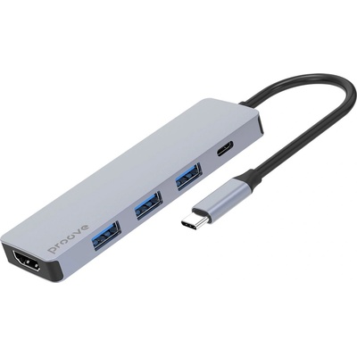 Proove IRON LINK 5in1 хъб Type-C, 3x USB 3.0, HDMI, Type-C, алуминий, съвместим с Windows/Mac (HBIL00010604)