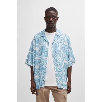 Image 1 of HUGO BOSS Men's Lapis 3 Patterned Short-Sleeve Shirt - Open Blue 486