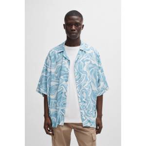 HUGO BOSS Men's Lapis 3 Patterned Short-Sleeve Shirt - Open Blue 486