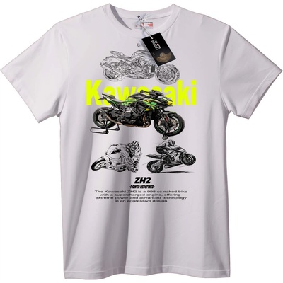 Тениска с Kawasaki ZH2 мотоциклет - XS, White