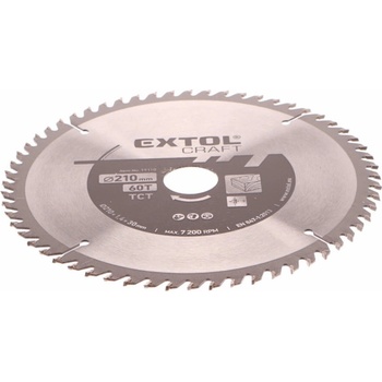 EXTOL CRAFT Kotouč pilový s SK plátky, 210x1,4x30mm, 60T, šířka SK plátku 2,7mm
