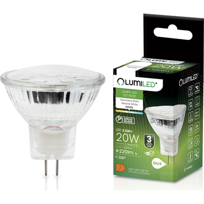 Lumiled LED žárovka LED GU5,3 MR11 2,5W = 25W 220lm 4000K 230v Neutrální bílá 120°
