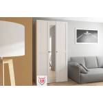 BRW Гардероб flex 125 см / 66 см / 240 см бял с огледало (f57-szafa_zestaw_36-bi/bi/sz)