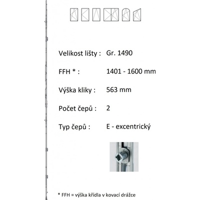 ROTO NX Lišta převodu konstantní Gr. 1490 / 1401-1600 / 2