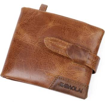 Портфейл за мъже от естествена кожа винтидж стил Vintage Style Tri-fold Genuine Leather, кафяв