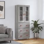 vidaXL Висок шкаф, сив сонома, 69, 5x34x180 см, инженерно дърво (3198383)