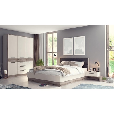 Спален комплект Salerno от 18мм ПДЧ и МДФ евоук фосил и шампанско