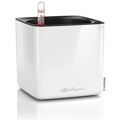 Kvetináč Lechuza Cube Glossy 14cm all-in-one set viac farieb biela