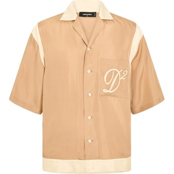 Dsquared2 Риза с къс ръкав DSQUARED2 Men's DSQ Short Sleeve Bowling Shirt - Walnut