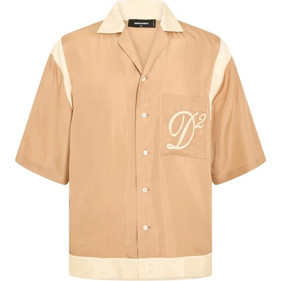 Dsquared2 Риза с къс ръкав DSQUARED2 Men's DSQ Short Sleeve Bowling Shirt - Walnut