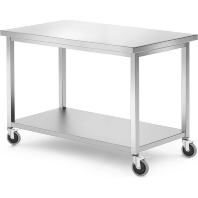 Stolek na kolečkách, s polici, šroubovaný, hloubka 600 mm, HENDI, Kitchen Line, 1200x600x(H)850mm