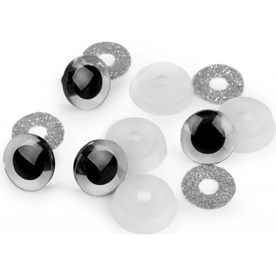 Prima-obchod Oči glitrové s pojistkou Ø20 mm, barva 1 stříbrná