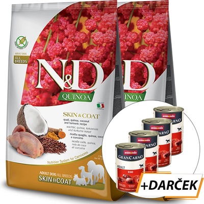N&D dog QUINOA Adult All Breed skin & coat quail 2 x 7 kg