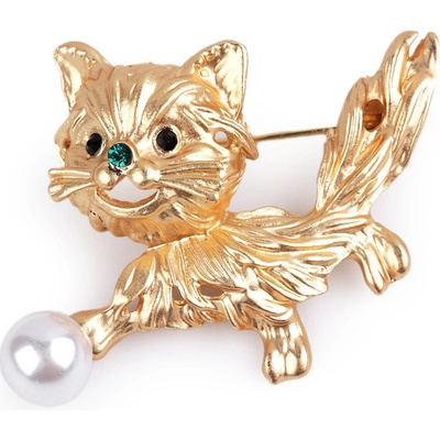 Stoklasa brož s broušenými kamínky pes 1 zlatá sv.