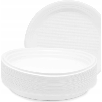 Taniere jednorazové plastové biele 22 cm 50 ks