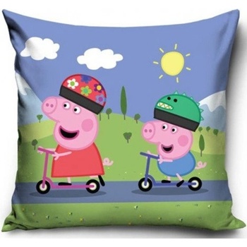 Carbotex vankúš Prasiatko Peppa na kolobežke 40x40