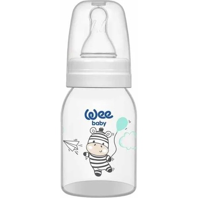 Wee Baby Бебешко шише Wee Baby Classic - 125 ml, бяло със зебра (851)