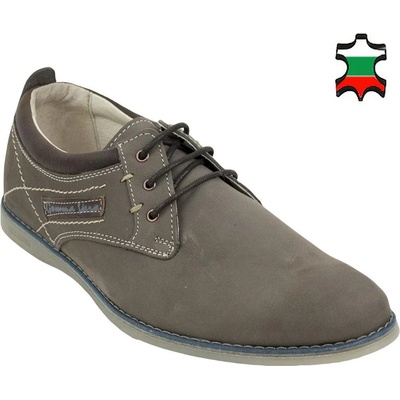 Български обувки Мъжки ежедневни обувки от естествена кожа в сив набук