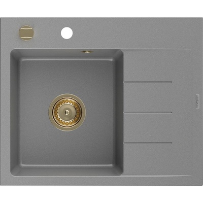 Mexen Ben гранитна мивка с 1 отделение с отцедник, лява 600 x 500 мм, сива, (6522605000-71-G)