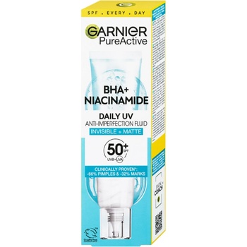 Garnier Pure Active BHA + Niacinamide Daily UV Anti-Imperfection Fluid SPF50+ pleťový fluid proti nedokonalostem 40 ml unisex