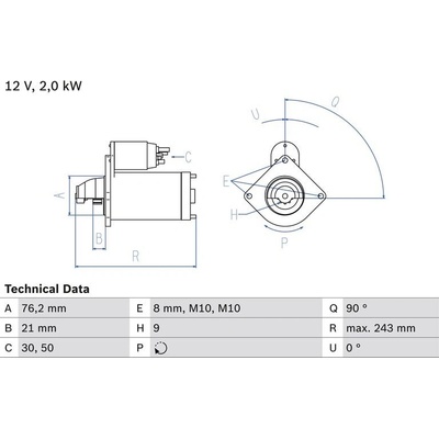 BOSCH 0 986 017 300 Startér (0986017300)