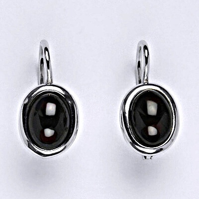 Čištín Stříbrné náušnice , přírodní kámen granát - NK 1355