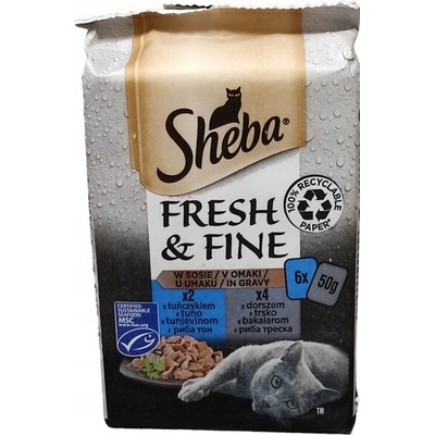 Sheba Fresh & Fine Losos tuňák treska 6 x 50 g
