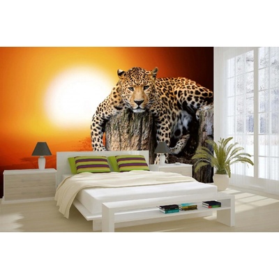 Dimex MA-5-0599 Samolepicí vliesová fototapeta na zeď Leopard se západem slunce rozměry 375 x 250 cm