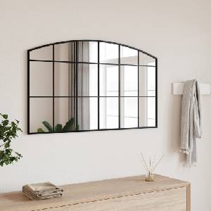 vidaXL Стенно огледало, черно, 100x60 см, арка, желязо (358639)