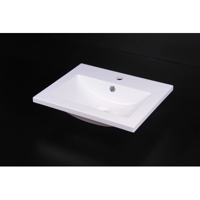Inter Ceramic Мивка за баня 5114, смола 51х40см, бяла за поставяне върху шкаф (5048)
