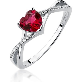 Olivie strieborný prsteň Srdce Ruby 3635