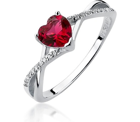 Olivie strieborný prsteň Srdce Ruby 3635