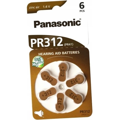 Panasonic baterie do naslouchadel 6ks PR312(PR41)