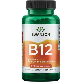 Swanson Vitamin B12, 500 mcg, 250 капсули, Swanson