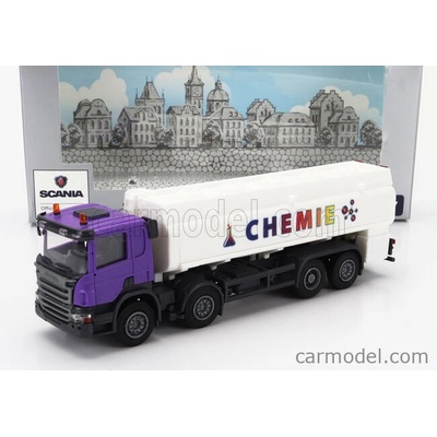 Brekina plast Scania P124.860 Tanker Truck Chemie 3-assi 1988 Bílá Fialová 1:87