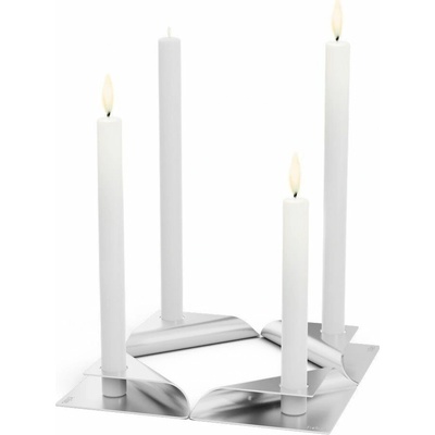 Höfats Svícen na kónickou svíčku SQUARE CANDLE , sada 4 ks, nerezová oceľ