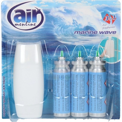 AIR MENLINE Marine Wave osviežovač vzduchu sprej a náplne 3 x 15 ml
