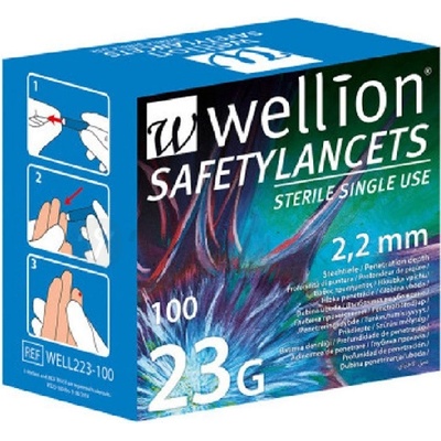 Wellion Safety lancets 23G jednoráz.bezp.jeh. 100 ks