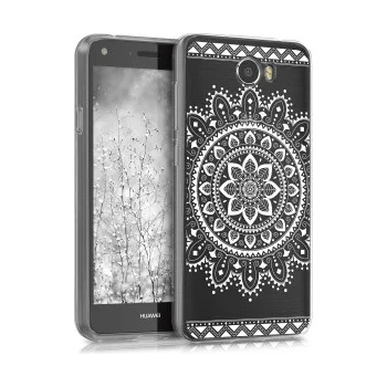Image 1 of kwmobile Прозрачен калъф с дизайн ориенталско цвете за Huawei Y5 II - бял