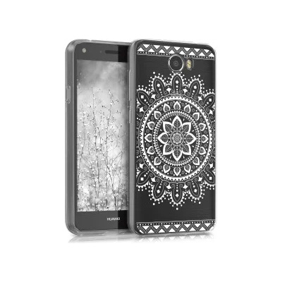 kwmobile Прозрачен калъф с дизайн ориенталско цвете за Huawei Y5 II - бял