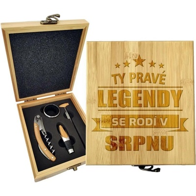 Sablio Dárková sada na víno Ty pravé legendy se rodí v srpnu: 147×168×49 mm