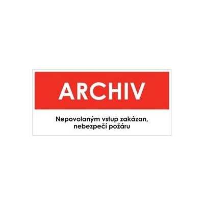 ARCHIV, červená, samolepka, 190x90 mm